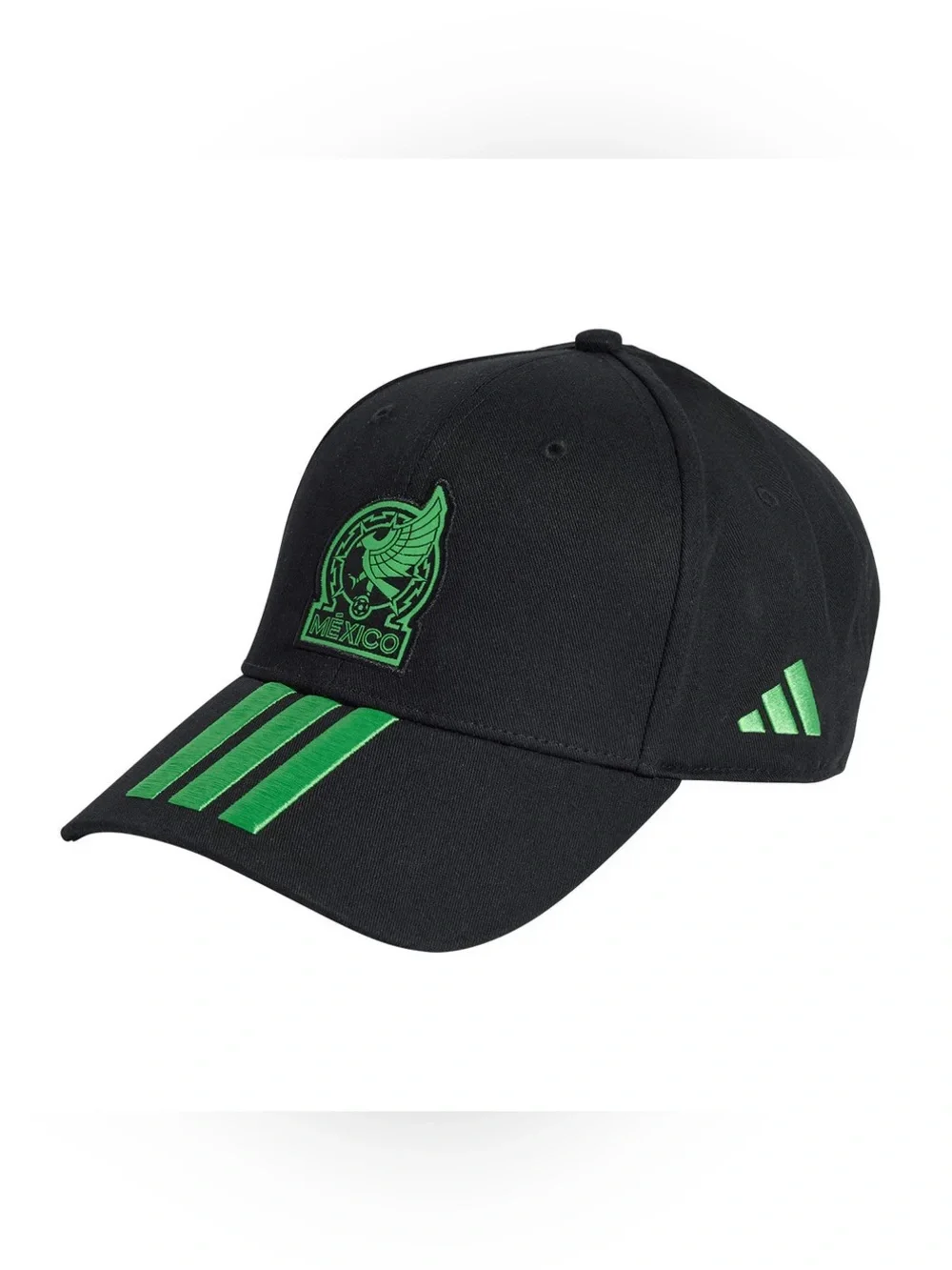 adidas Black Baseball Cap with Mint Green 3 stripes Mexico world cup logo KE7873
